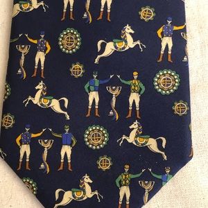 Silk Tie Salvatore Ferragamo Horses Jockeys 57 inches long